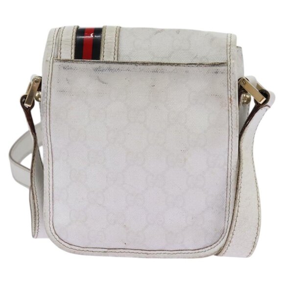 GUCCI GG Supreme Sherry Line Shoulder Bag PVC White Gold 147668 Auth hk2049 - Picture 2 of 14